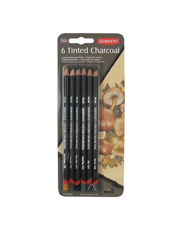 Derwent Tinted Charcoal Pencil Blister pack 6