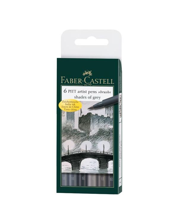 Greys Wallet of 6 - Faber Castell Pitt Brush Pen Sets