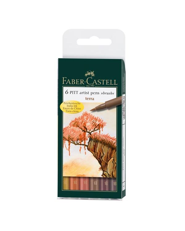 Terra Wallet of 6 - Faber Castell Pitt Brush Pen Sets