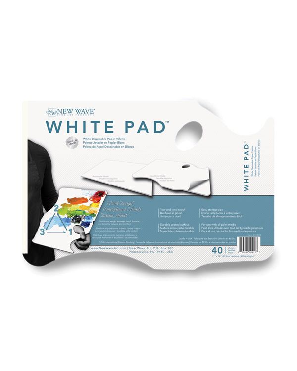 White Pad Hand Held - 28 x 40cm - 40 sheets - Disposable Palette - New Wave