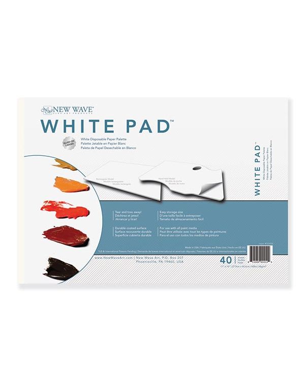 White Pad Rectangle - 28 x 40cm - 40 sheets - Disposable Palette - New Wave