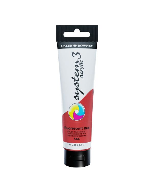 Fluorescent Red - 150ml tube - Daler Rowney System 3 Acrylics