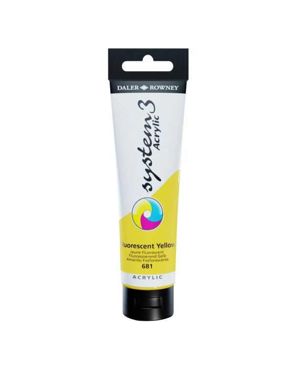 Fluorescent Yellow - 150ml tube - Daler Rowney System 3 Acrylics