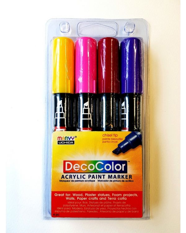 Marvy Uchida Decocolor acrylic paint marker set (4) Bright