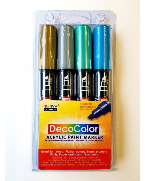 Marvy Uchida Decocolor acrylic paint marker set (4) Metallic