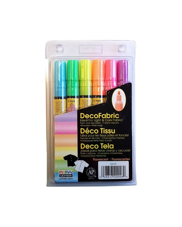 Marvy Uchida Decofabric marker set (6) Fluorescents (222-6F)