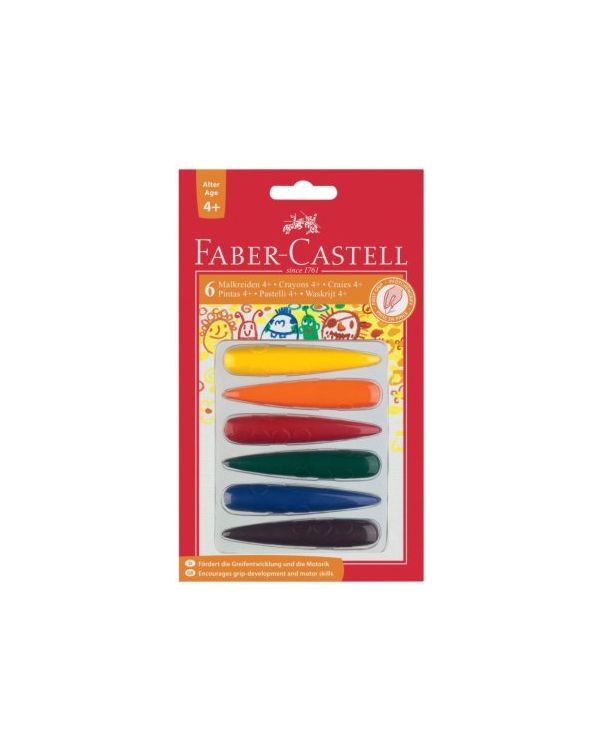4yrs+ 6 Pack Finger Shaped Crayons - Faber Castell
