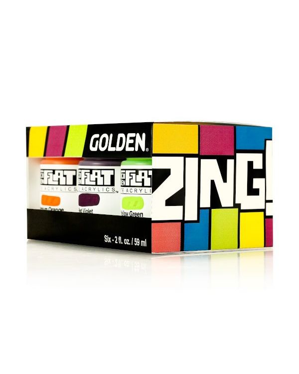 6 x 59ml Jars ZING Selection - Golden SoFlat Matt Acrylic Paint Carboard Box Set