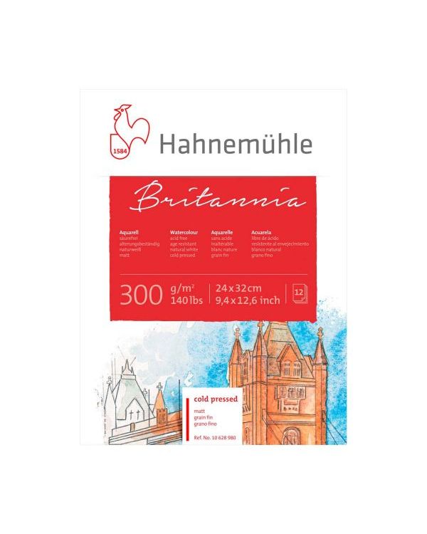 32 x 24cm - 300gsm - 12 sheets - Hahnemühle Britannia Watercolour Block
