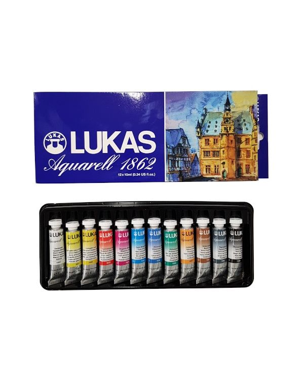 1862 Aquarell 12 x 10 ml tubes - Lukas Watercolour Set
