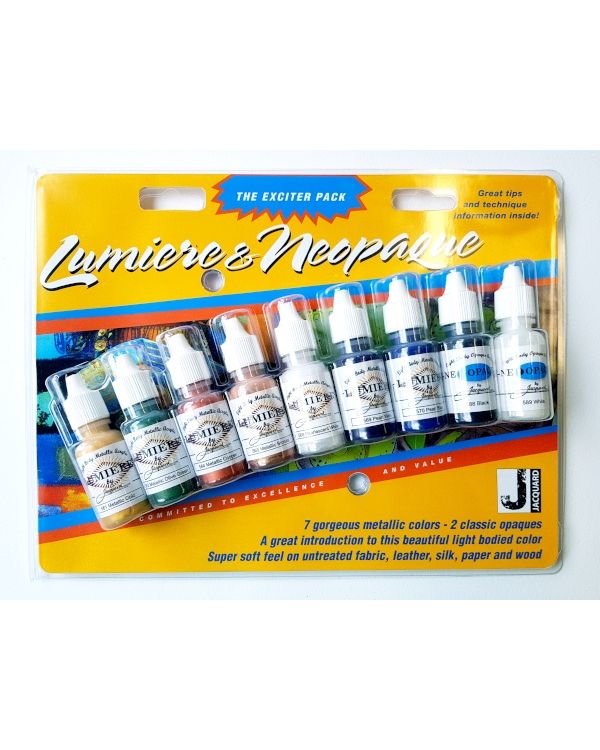 Exciter Pack Jacquard Lumiere  & Neopaque (9 x 14ml bottle set) Metallics & Opaques