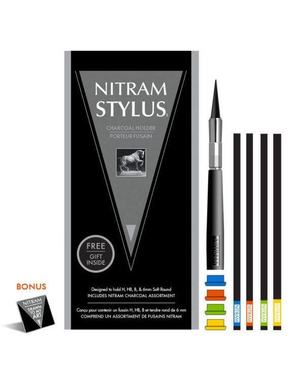 Nitram Charcoal Stylus Set (1 x Stylus 4 caps plus 4 charcoal sticks)